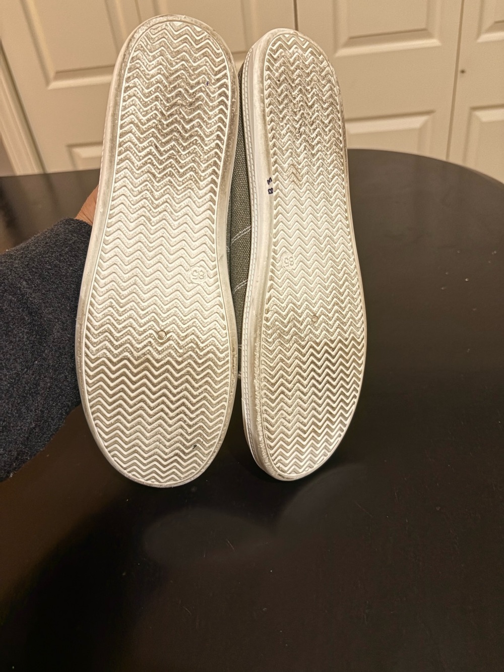 Casual Olive/gray Canvas Slip-On Sneakers with Laces - Picture 11 of 11
